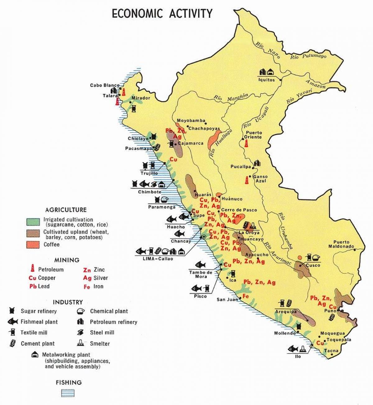 peta dari Peru pertanian
