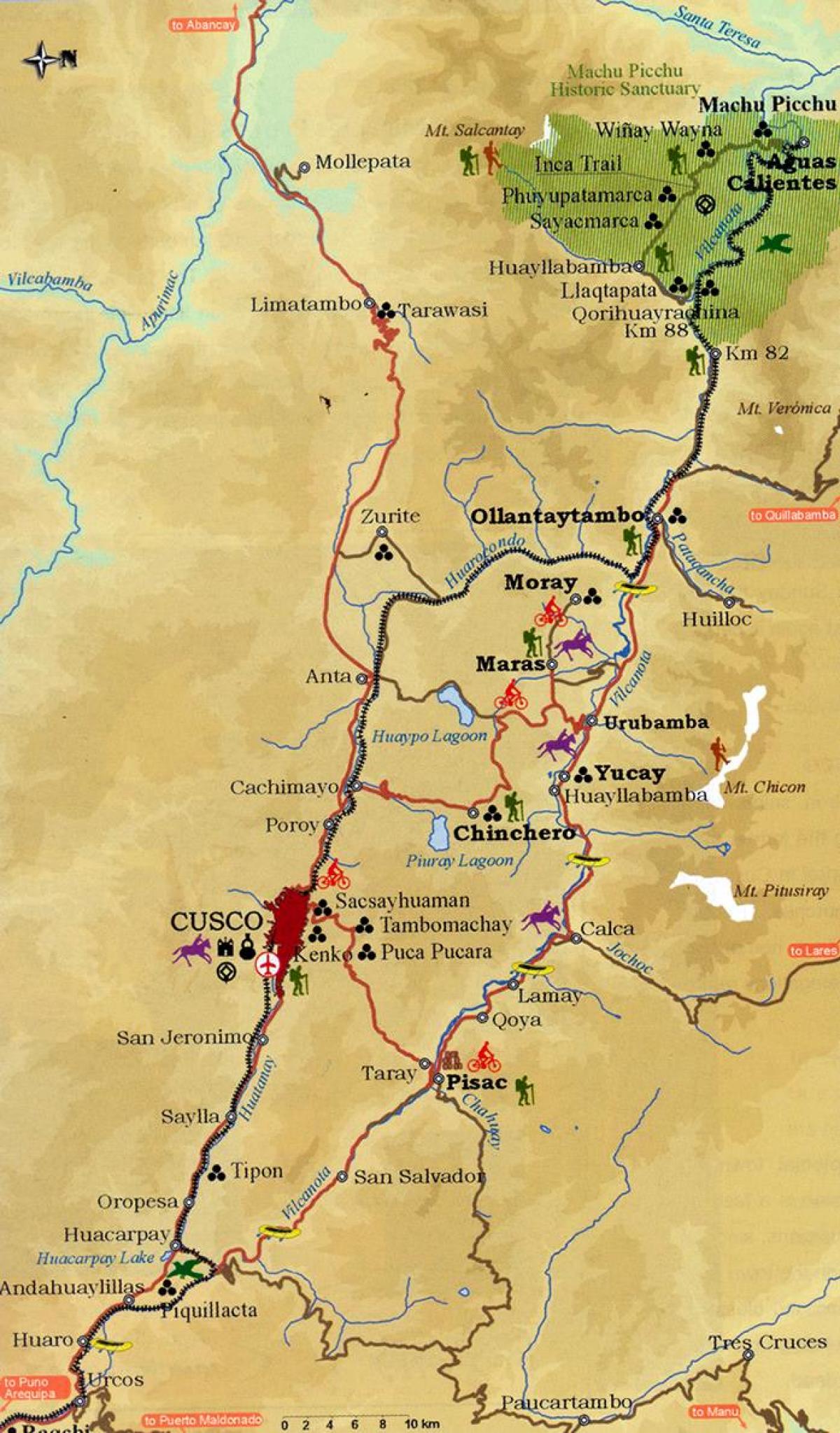 peta dari sacred valley, Peru cusco
